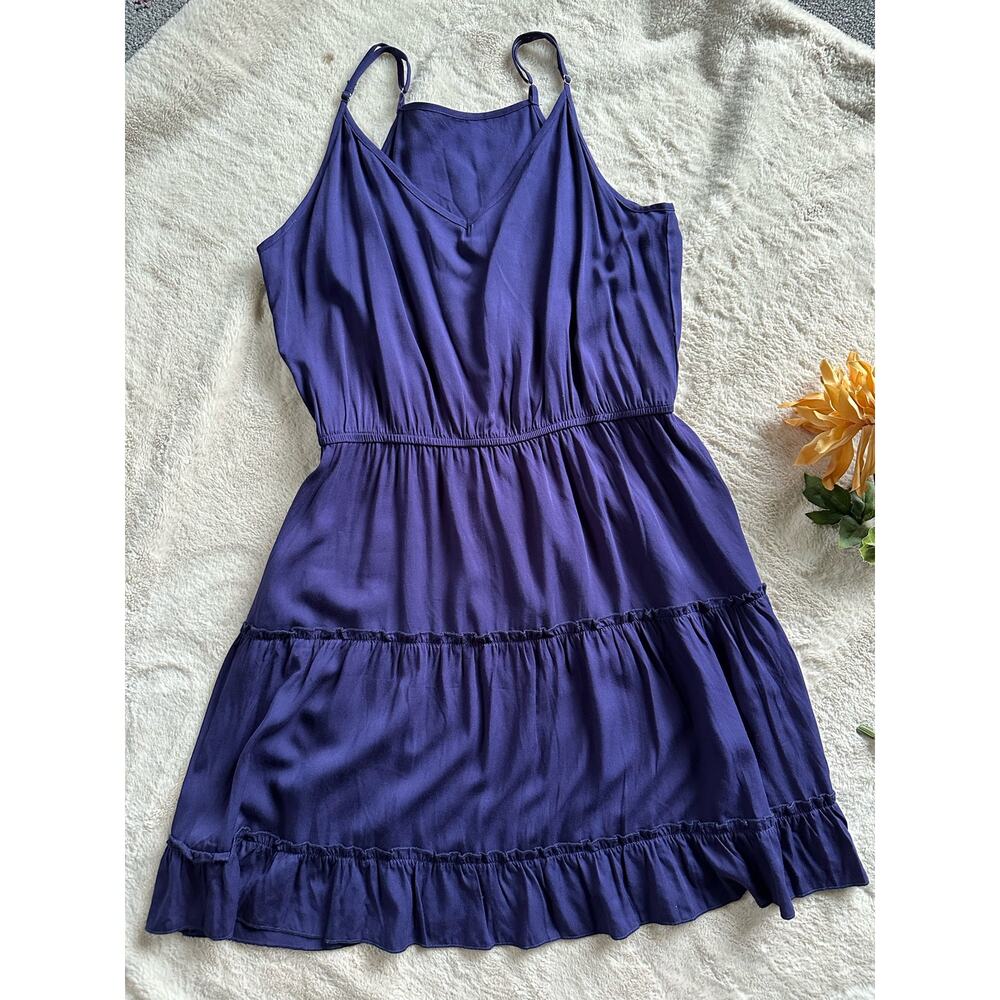 Women's Sleeveless V-Neck Ruffled Tiered Mini Dress - Purple